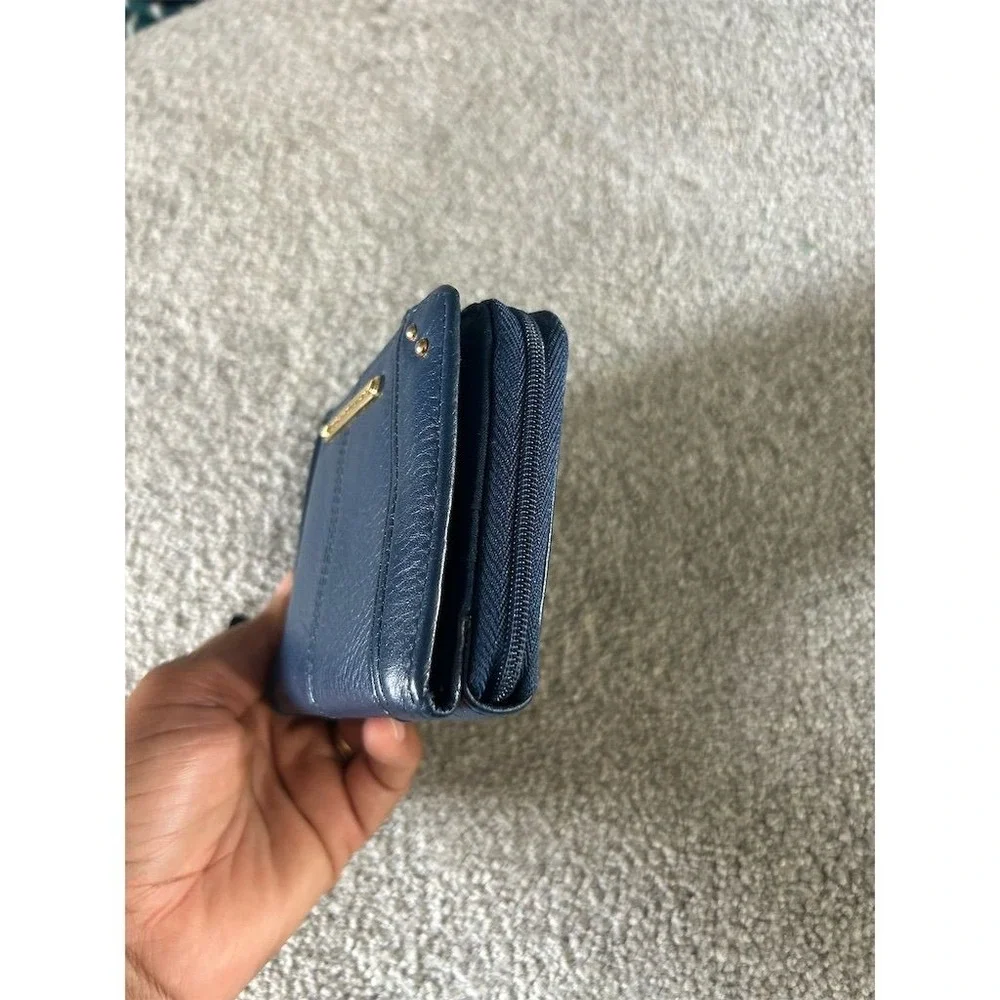 Unbranded Unisex Slim Fold Wallet Blue Leather Credit Card Holder